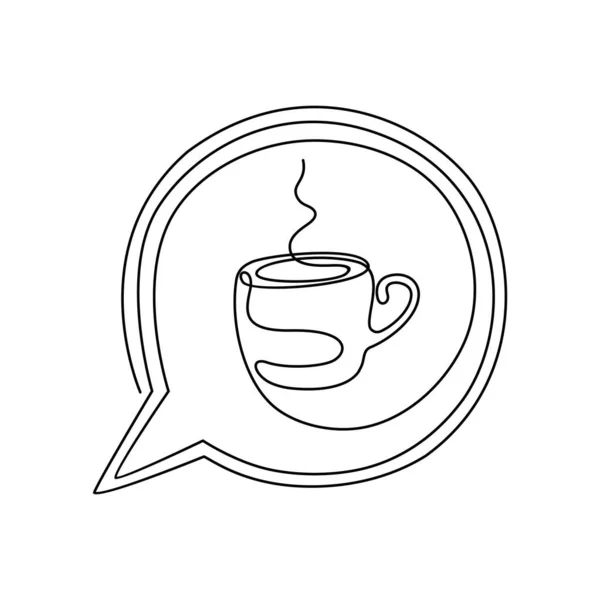 Kontinuierliche Einzeilige Zeichnung Der Kaffeetasse Vektor Symbol Auf Weiß Isoliert — Stockvektor
