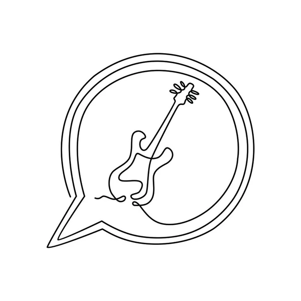 Herramientas Musicales Guitarra Eléctrica Dibujo Una Línea Continua — Vector de stock