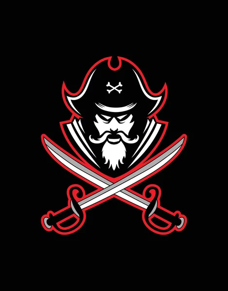 海賊頭マスコット海賊船長の顔のアイコン ベクターイラスト — ストックベクタ