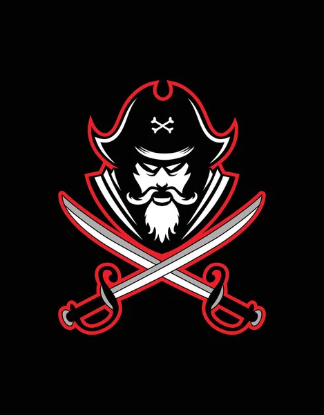 Pirate Head Mascot Pirate Captain Face Icon 일러스트 — 스톡 벡터