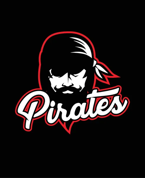 Pirata Cabeça Mascot Sea Pirates Logotipo Modelo Design Ilustração Vetorial — Vetor de Stock