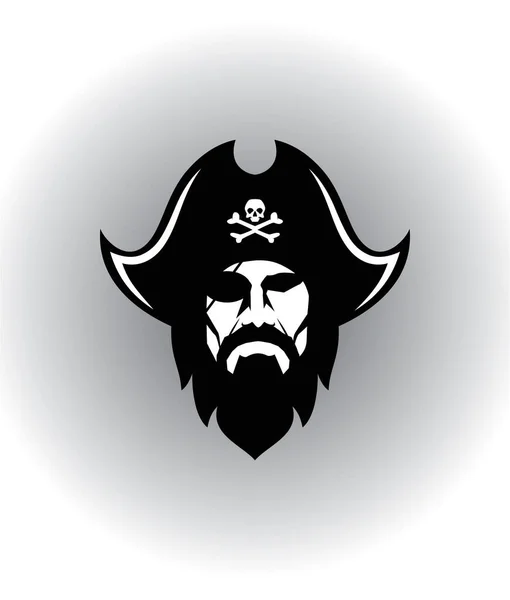 Pirate Head Mascot Pirate Captain Face Icon 일러스트 — 스톡 벡터