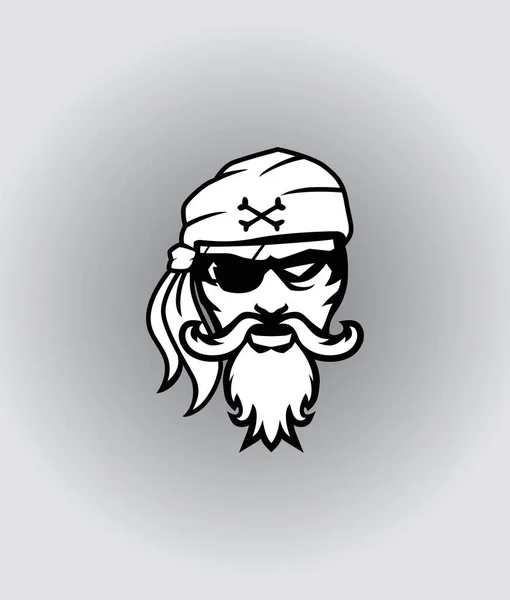 Pirata Testa Mascot Sea Pirati Logo Modello Design Illustrazione Vettoriale — Vettoriale Stock