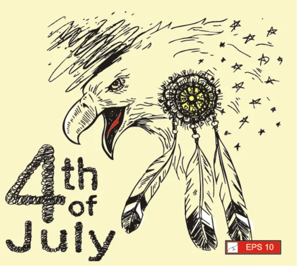 Sketch Eagle para o Dia da Independência . — Vetor de Stock