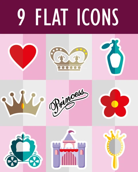 Princess flat icons — Stock Vector