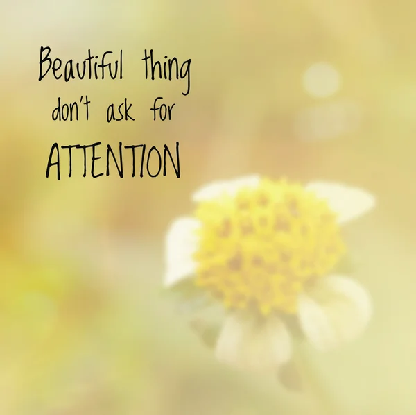 Inspirativní citát na pozadí rozmazané květiny — Stock fotografie