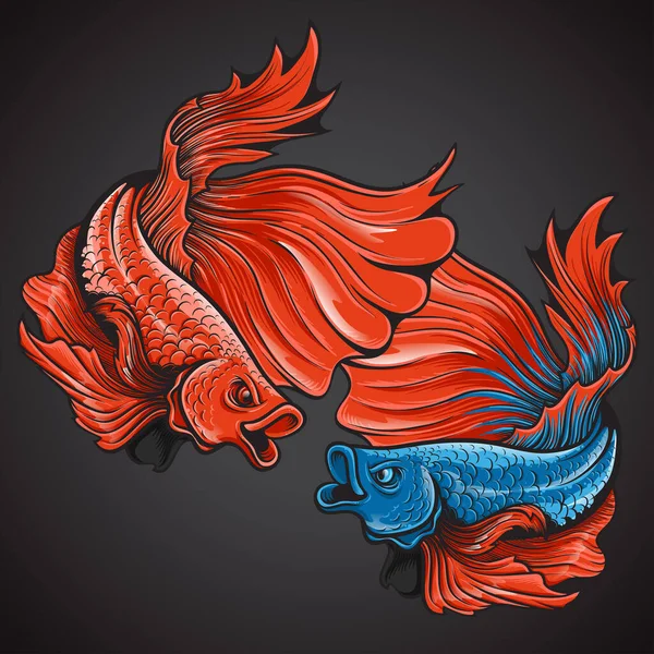 Beautiful Action Halfmoon Betta Fish Logo Illustration — Stock vektor