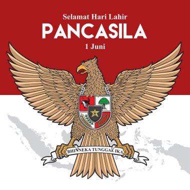 garuda pancasila born day with indonesia map illustration clipart