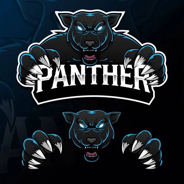 Kızgın vahşi hayvan panter esport logosu çizimi
