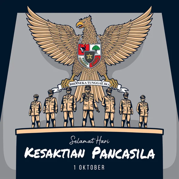 Selamlar Kesaktian pancasila günü 1 Ekim illüstrasyonu
