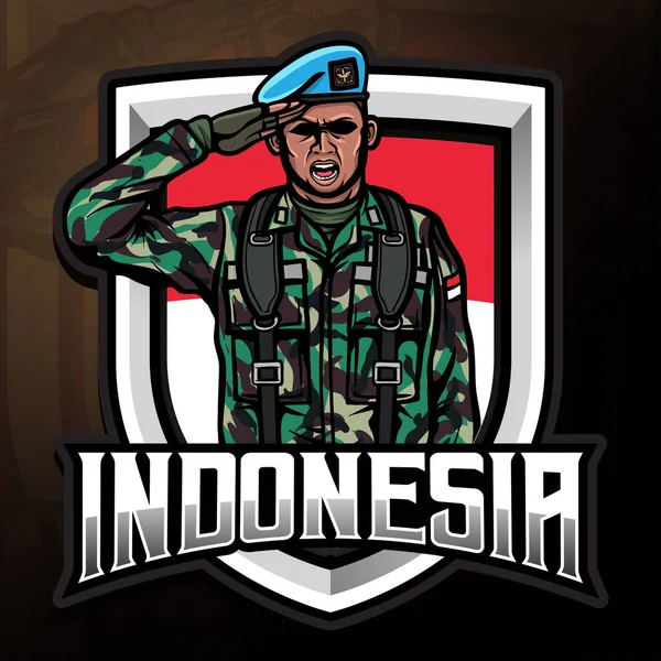 Hari Kemerdekaan Indonesia Dengan Ilustrasi Pasukan Tentara - Stok Vektor