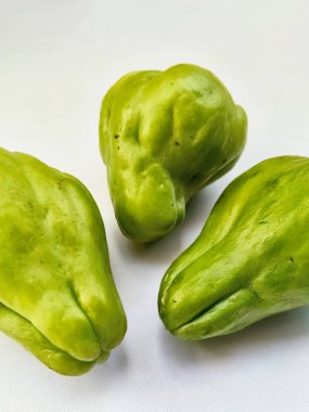 Freshly Harvested Chayote Vegetables Displaying Their Unique Form and Green Texture