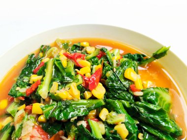 Canlı Baharatı Kapat Kızarmış Asya Yeşilleri Biber Sosu