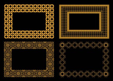 Geleneksel İslami Geometrik Desenlerle Altın Lüks Arap Çerçevesi