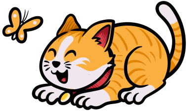 Şirin turuncu tekir kedi sarı kelebekle oynuyor.