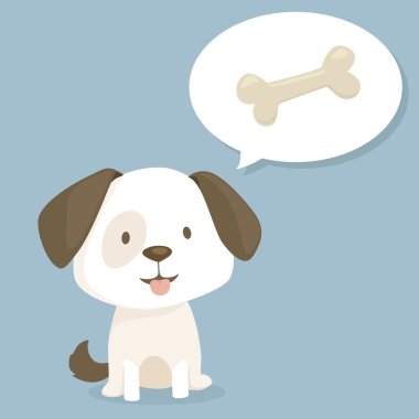puppy thinking about bone clipart
