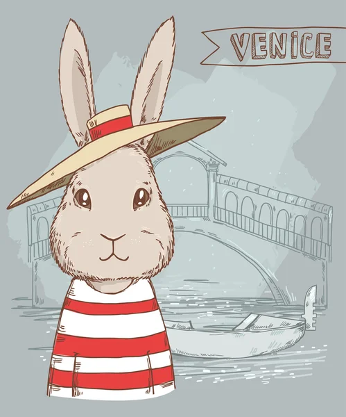 Bederní králík v klobouku — Stockový vektor