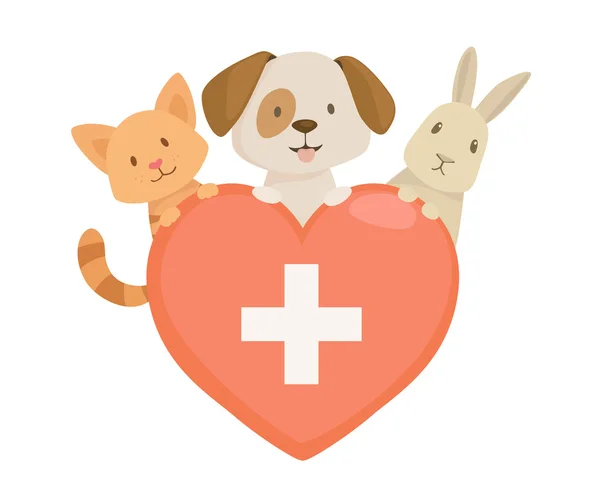 Veteriner amblemi ile kedi, köpek ve tavşan