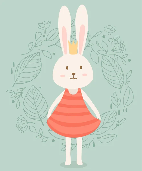 Lapin princesse mignon dans la couronne — Image vectorielle