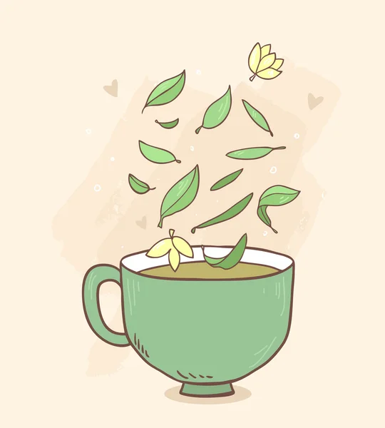 Tè verde caldo — Vettoriale Stock