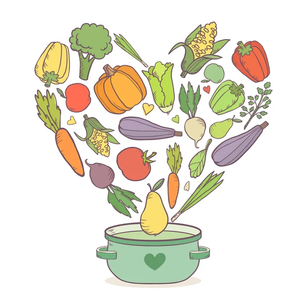 Légumes en forme de cœur — Image vectorielle