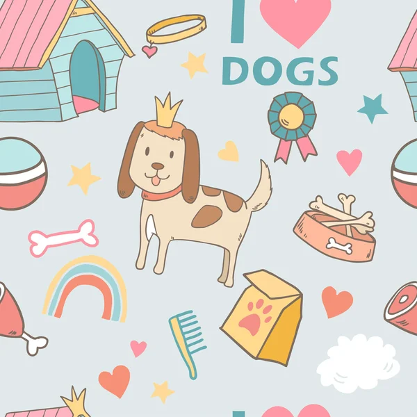 Pattern with cute dog elements — Stock vektor