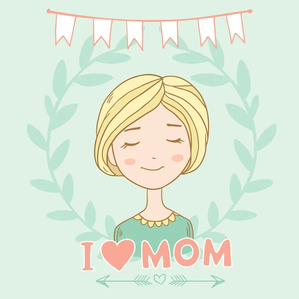 Happy mothers day card in cartoon style. — Stock Vector