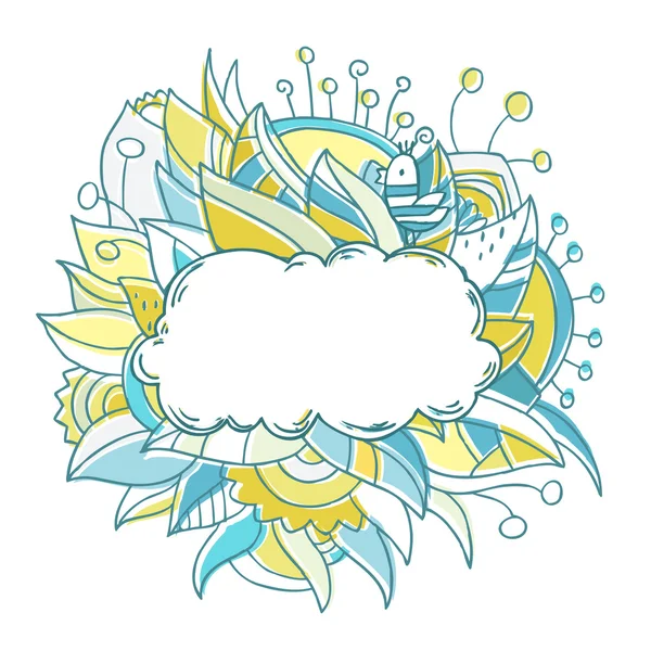 Abstrakt söt bakgrund med cloud för ditt meddelande och fågel på vit bakgrund — Stock vektor