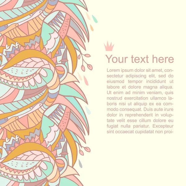 Abstrakt hösten vektor bakgrund med plats för din text. sömlös vackra tecknade gränsen i pastellfärger — Stock vektor