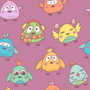 Çizgi film kuşlar seamless modeli