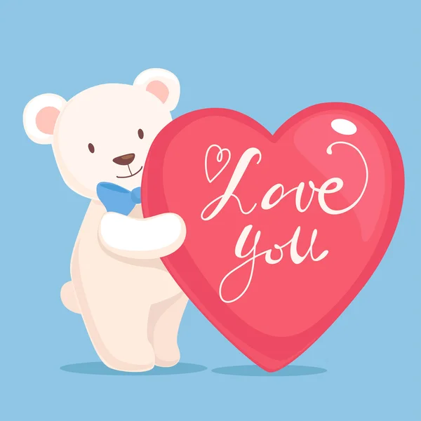 Teddy bear with big  heart — Stock Vector