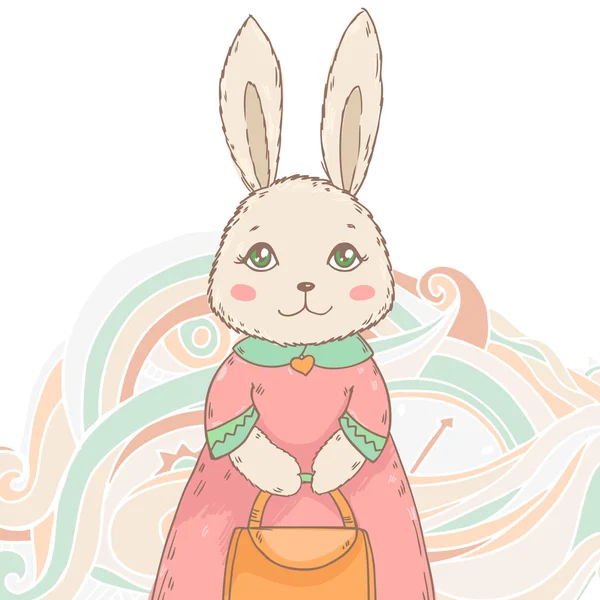Conejo con bolso de mujer — Archivo Imágenes Vectoriales