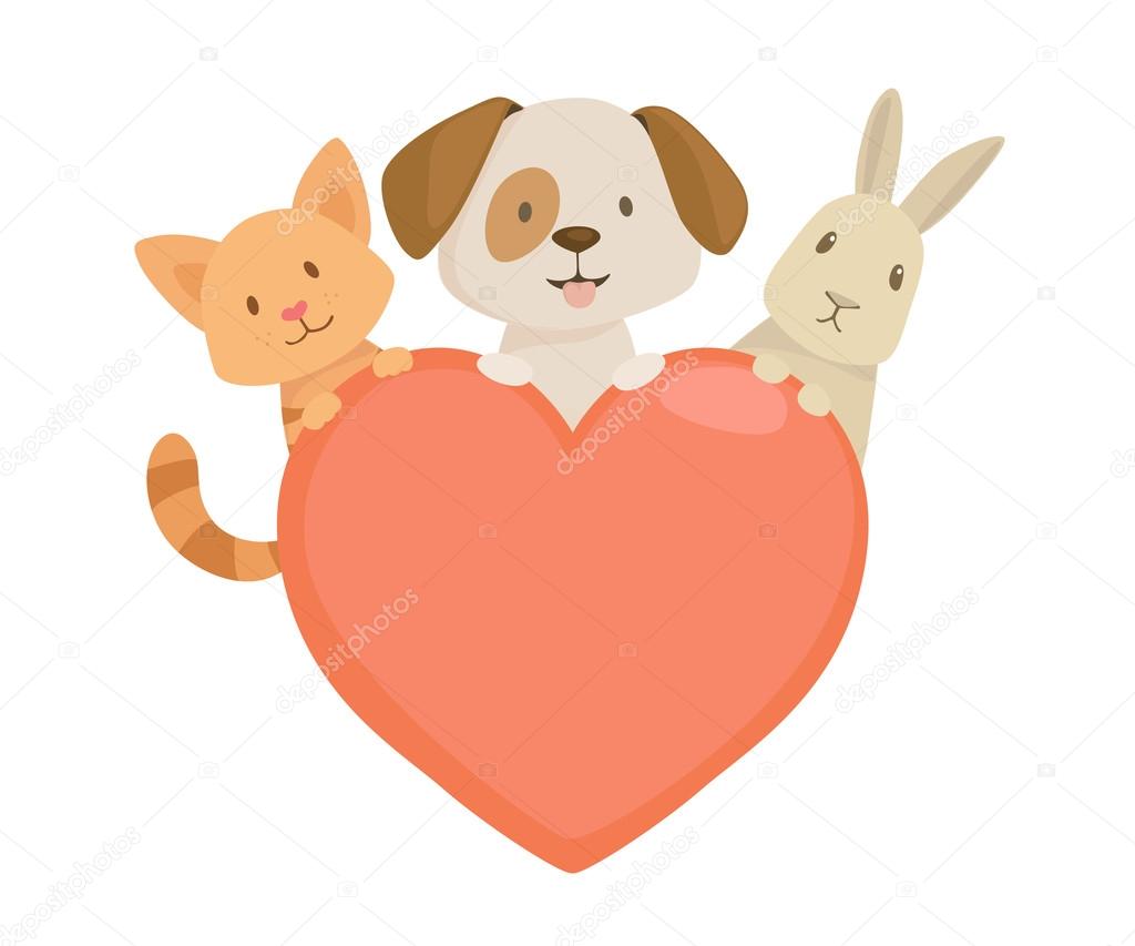 Heart emblem with animals