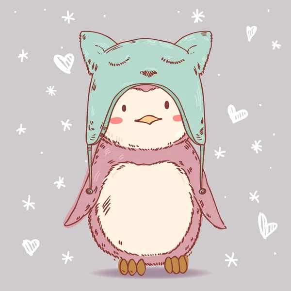 sevimli çizgi penguen