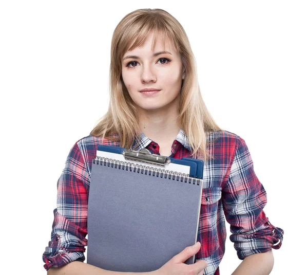 Attractive student girl with folder — Stock Photo, Image