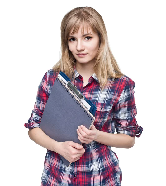 Attractive student girl with folder — Stock Photo, Image