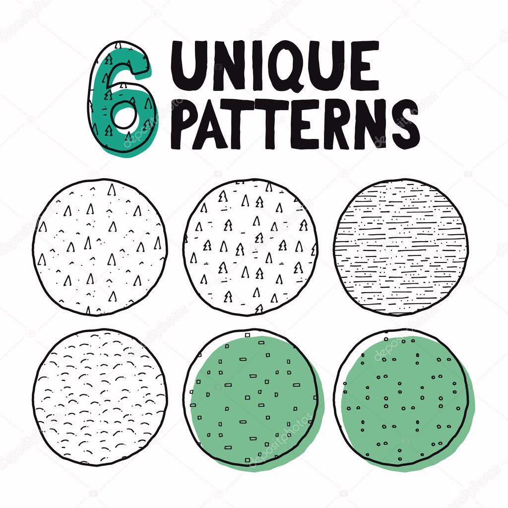 Collection of vector handmade seamless patterns.