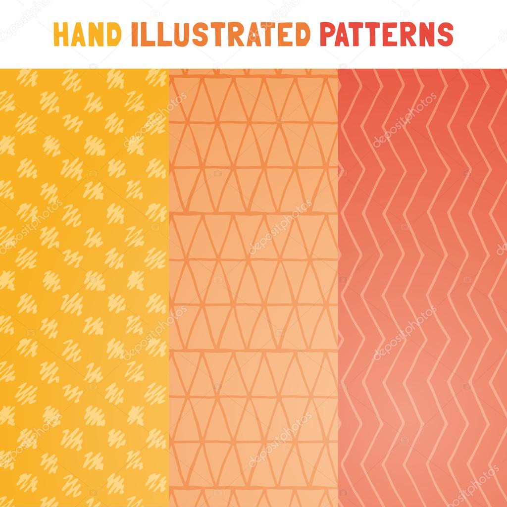 Collection of hand draw vector patterns. 