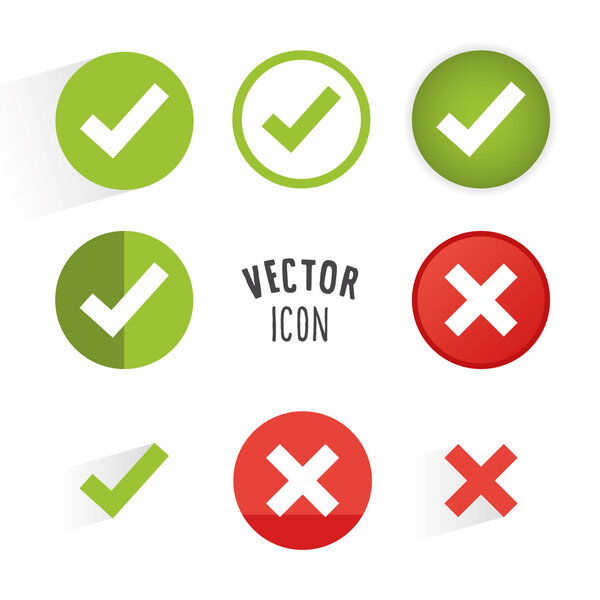 Tick and cross icon set