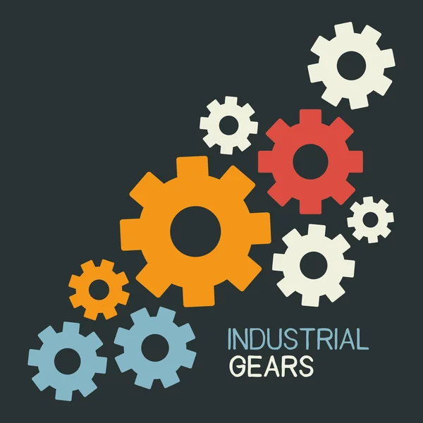 Industrial gears on dark background. — Stock Vector