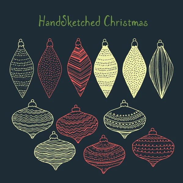Collection of handsketched Christmas decorations — Stock Vector