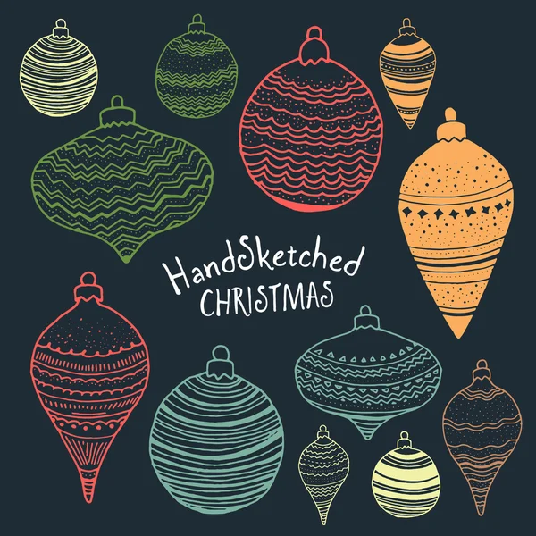 Collection of handsketched Christmas decorations — Stock Vector