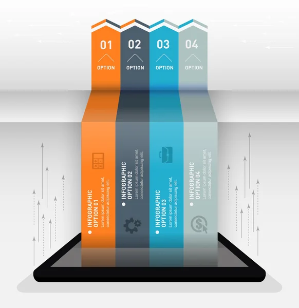 Tab-infographic-01Banner de opciones de estilo origami de negocios de infografía moderna. se puede utilizar para el diseño del flujo de trabajo, diagrama, opciones de número, opciones de intensificación, diseño web, infografías . — Archivo Imágenes Vectoriales