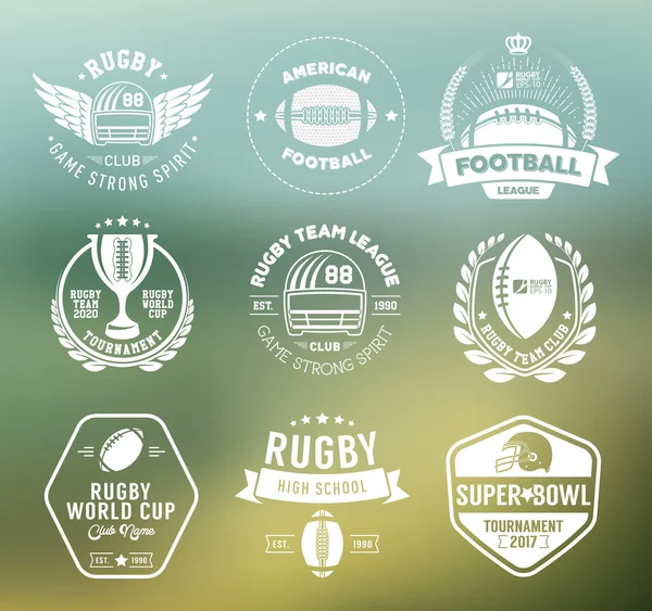 Rugby logo vektör hazır, futbol rozeti logo şablonu — Stok Vektör