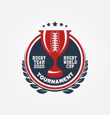 Rugby logo vektör, futbol rozeti logo şablonu