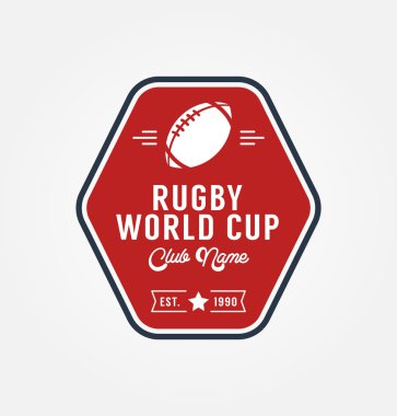Rugby logo vektör, futbol rozeti logo şablonu