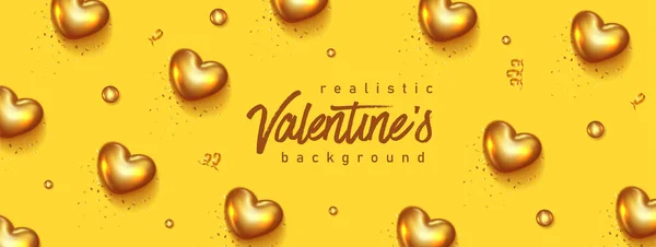 Gold Valentinstag Hintergrund Herzen Auf Hellem Hintergrund Vektorillustration Nettes Liebes — Stockvektor