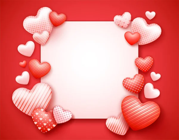 Realistyczne Walentynki Tło Serca Słodka Miłość Walentynki Baner Lub Kartka — Wektor stockowy
