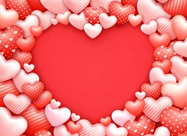 Klatka Kształcie Serca Realistyczne Romantyczne Valentine Hearts Tle — Wektor stockowy