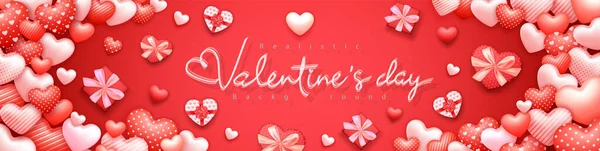 Realistyczny Sztandar Walentynkowy Słodka Miłość Walentynki Baner Lub Kartka Życzeniami — Wektor stockowy